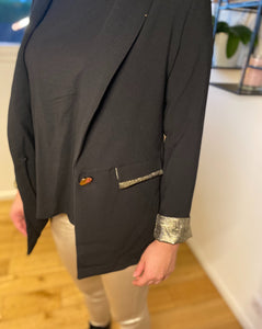 BLAZER THÉA - VESTE BLAZER NOIR ET GOLD 39,99€