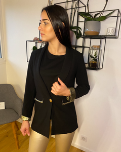 BLAZER THÉA - VESTE BLAZER NOIR ET GOLD 39,99€